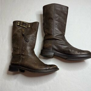 Very cool Tory Burch brown leather moto boots